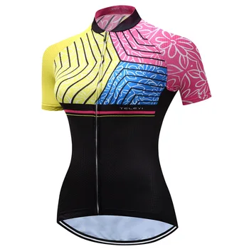 Ir 2021. MTB Velosipēds Jersey Sieviešu Velo Apģērbs Meitenēm Ropa Ciclismo Pro Jersey Izjādes velosipēdu Top Maillot Elpojošs Melns Dzeltens