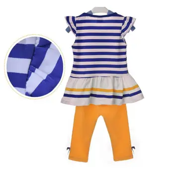 Vasaras Meiteņu Apģērbu Komplekti, Bērnu Bērnu Apģērbu Tērps Bērniem Svītrainām Piedurknēm T-Krekls +Bikses roupas infantil meninas