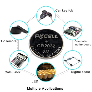 40PCS 8Cards PKCELL CR2032 DL2032 CR 2032 KCR2032 5004LC ECR2032 pogu monēta šūnu Baterija CR2032 Baterijas Pulksteņu