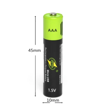 ZNTER 1,5 V AAA Uzlādējamās Baterijas 600mAh USB Uzlādējams Litija Polimēru Baterija, Ātrā Uzlāde ar Micro USB Kabeli
