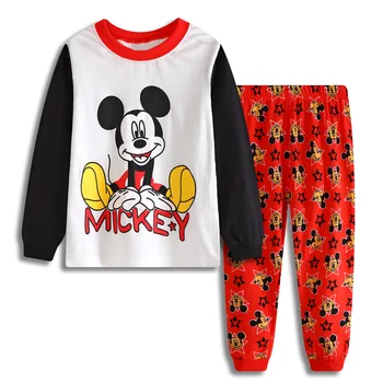 Disney Mickey Minnie Mouse Bērnu Pidžamas Komplekts Bērniem Sleepwear Baby Meitenes Zēni 2gab Pidžamas, Kokvilnas Drēbes Naktsveļu