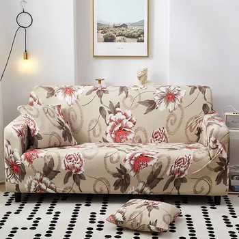 Ziedu Drukas Stiept Elastīgs sofa cover neslīdīgu dīvānu pārvalki dzīvojamā istaba, pilnībā ietin anti-putekļu 1/2/3/4 Vietīgo