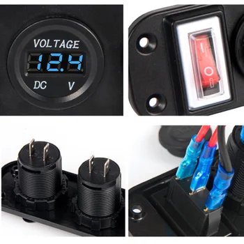 Auto Cigarešu USB Vieglāks Ciparu Voltmetrs Dual USB Strāvas Lādētājs 12V Kontaktligzda Ūdensizturīgs nepievelk putekļus Ar Šūpuļzirgs Slēdzis