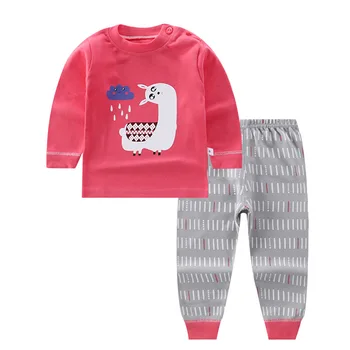 2020ins kokvilnas Pidžamu ar garām piedurknēm apģērbu komplekts Apģērbs, bikses karikatūra bērnu divi gabali cute baby toddler meitene zēns bērniem zīdaiņiem