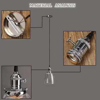 Karstā E27 Retro Vintage Lustras Lampas Toni, Rūpniecības Lampas Vāciņu, 2M Vads Kafijas Bārs Stikla Vāciņu, Griestu Armatūra
