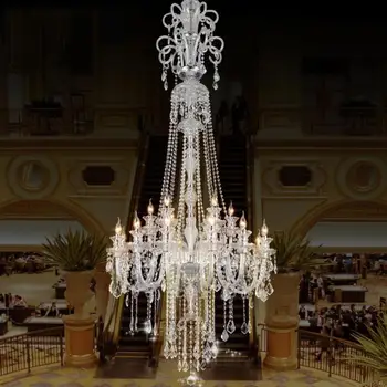 210 CM garas Led lustras kristāla lampu XL kāpņu kristāla apgaismojums baznīcas hotel LED gaismas lielu kāpņu lustras Led droplight