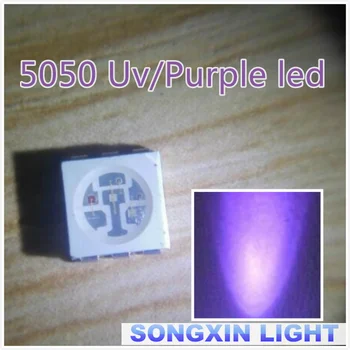 500pcs Ūdens, Skaidrs, LED Gaismas Diodes 5050 uv/violeta SMD/SMT High Power LED PLCC-6 3-MIKROSHĒMAS Super Spožas lampas, gaismas, Augstas kvalitātes