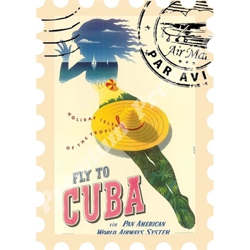 Kuba suvenīru magnēts vintage tūrisma plakāts