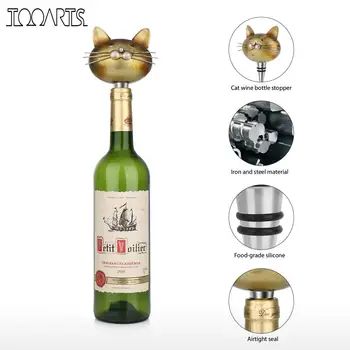Tooarts Kaķis Aizbāzni Dzelzs Vīna Pudeles Aizbāznis Necaurlaidīgu Blīvējumu Kaķis Dekoratīvs Korķis Vīna Apdare Īpašu Dāvanu, mājas dekoru