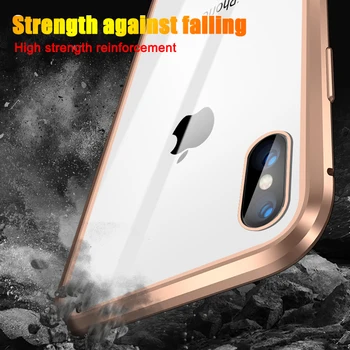 360 Pilna Metāla Magnētiskās Lietā Par iPhone 11 Pro XS Max X XR 6 7 8 Plus Double-Sided Rūdīts Stikls Magnēts Adsorbcijas Tālruņa Vāciņu