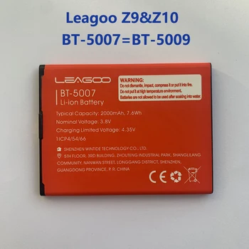 Oriģināls Augstas Kvalitātes Akumulators 2000mAh, Lai LEAGOO Z9 Z10 BT-5007&BT-5009 Batterie Batteria
