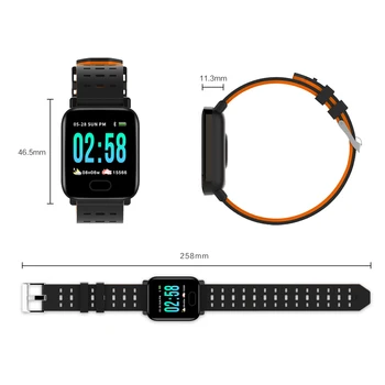 Rūpnīcas A6 Smart Watch Sirds ritma Monitors Sports Fitness Tracker asinsspiediens Zvanu Atgādinājums Vīriešiem Skatīties uz iOS, Android Dāvanu