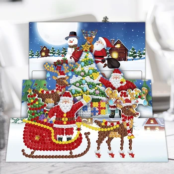8pcs DIY Dimanta Krāsošana Apsveikuma kartiņu Mozaīkas Santa Klauss, Ziemassvētku Pastkartes Ziemassvētku Izšūšanas Komplekts Dzimšanas diena Ziemassvētku Dāvanu
