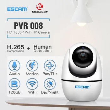 Karstā pārdošanas ESCAM PVR008 2MP 1080P Auto Izsekošana, Bezvadu PTZ Kameras Kustības detektors P2P IP Kameras