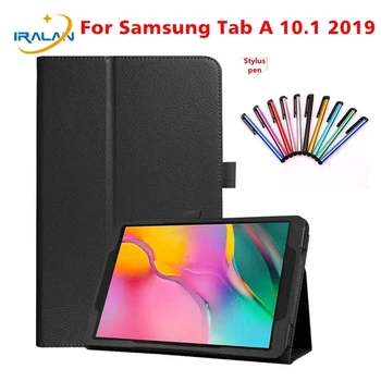 Case for Samsung Galaxy Tab 10.1 2019 T510 T515 Stāvēt PU Ādas Vāks SM-T510 SM-T515 10.1 collu gadījumā+Stylus