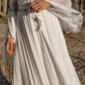 2019 jaunas sievietes sexy kleita garš taures piedurknēm V-veida kakla balto pusi dobi bohēmijas mežģīnes gara kleita brīvdienu eleganta sieviešu kleita