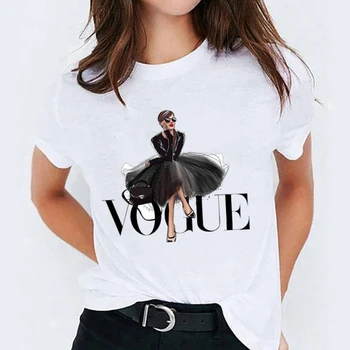 Elegants sieviešu Žurnāls Cute Karikatūra Dāmas Vogue Topi Grafiskais Sieviešu Lakrosa Sieviešu Camisas Dāmu T-Krekls Harajuku T Kreklu, T-krekli