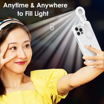 Akcoo iPhone 12 Gredzenu Gaismas Gadījumā, ja ar Zibspuldzi gaismas, Skaistuma fotogrāfijas iPhone 12 Pro Max Led Selfie gredzenu aizpildīt gaismas Vāciņu