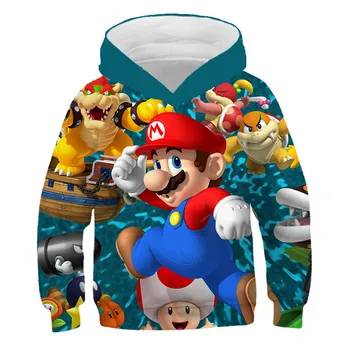 2020 Rudens Ziemas karstā pārdošanas Super Mario Bērniem Zēni Meitenes pelēkā vārna apģērbs Apģērbs Hoodies, Zēns, Meitene, sporta Krekli poliestera Hoodied