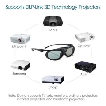 4gab Uzlādējams DLP link aktīvā aizslēga 3D brilles visu dlp 3D ready projektoru, dažādu zīmolu Optoma JmGo V8 XGIMI Projektoru
