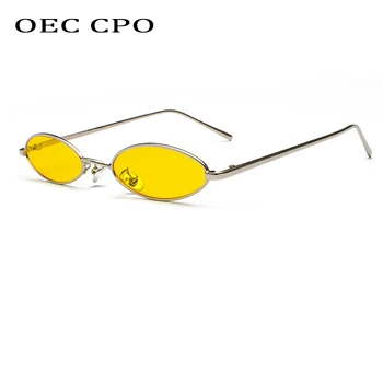 OEC CPO Sarkans Sieviešu Mazas Ovālas formas Saulesbrilles Sievietēm, Apaļas Metāla Saulesbrilles Vīriešiem Zīmolu, Dizaineru, Vintage Dāmas Brilles UV400 O635