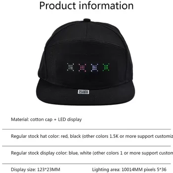 Modes LED Beisbola cepure DIY Rediģēt Teksta Viedtālrunis App Kontrolē Mirdzumu Cepure Beisbola cepure IOS Android