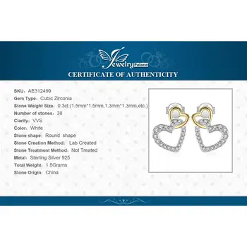 JewelryPalace Infinity Mīlestību Sirdī CZ Stud Auskari 925 Sterling Sudraba Auskari Sievietēm korejas Auskari Modes Rotaslietas ir 2021.