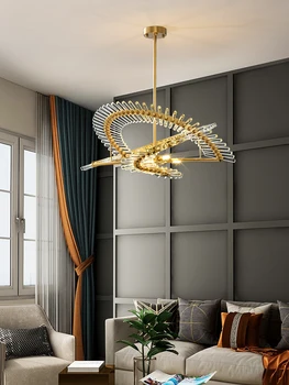 Postmodernisma luksusa LED Kristāla Lustra Ziemeļvalstu radošās dzīves telpā karājas gaismas Hotel dekori lampas, restorāns kārta apgaismojums