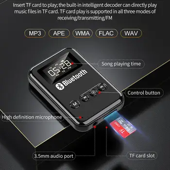Bluetooth 5.0 Audio Uztvērējs, Raidītājs, 3,5 mm Jack HIFI Stereo Bezvadu Adapteris Ar Mic Auto TV PC Austiņas Skaļruni
