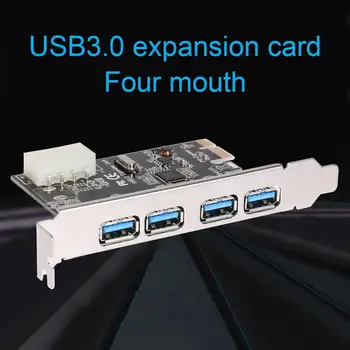 USB3.0 Paplašināšanas Karti 4 Porti, PCI-E, lai USB3.0 Datoru Paplašināšanas Kartes 4Pin Savienotājs centrs Darbvirsmas Datoru, DATORA