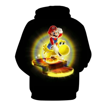 Gudrs Super Mario 3D drukāšanas pavasarī un rudenī pelēkā vārna jaunu garām piedurknēm ērtu apaļo kakla augšu