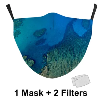 Pieaugušo Aizsardzības 3D Drukāšanas Ziedu Sejas Auduma Maska Anti-Putekļi PM 2.5 Iespiestas Atkārtoti Maskas ar 2 filtri, Mazgājami Muti Vāciņu