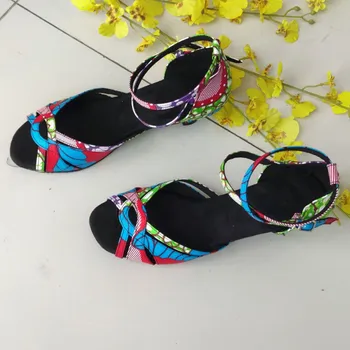 Evkoodance Zapatos De Baile Zilā Āfrikas Stils Satīna Deju Kurpes 7cm latīņamerikas Salsa Balles Deju Apavi Sievietēm un Meitenēm