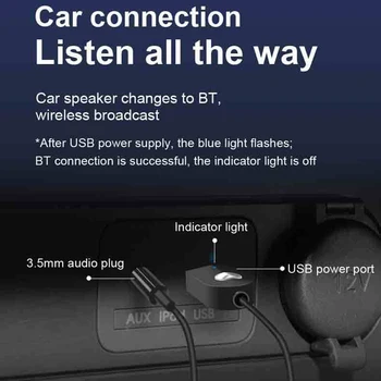 Auto Mini 3.5 MM, Kabeļa Ligzda AUX Bluetooth Uztvērējs Automašīnas Komplektu, Audio ar MP3 Mūziku USB Dongle Adapteri Bezvadu Automašīnas FM Radio, Skaļrunis