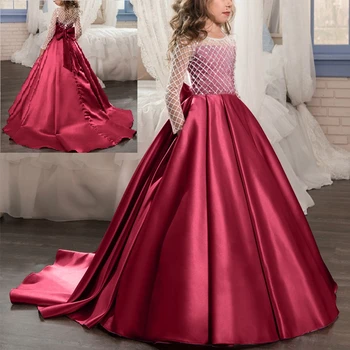 Elegants Meitenes Princese Kleita, Kāzas, Līgavas kleitas bērniem Meitene pirmās Komūnijas grupa dzimšanas dienu Meitenes kleita, par foto atvašu