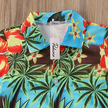 Pudcoco 2018 Havaju Stila Mazulis Zēnu Krekli Karstā Vasaras Bērniem, Baby Boy Kokosriekstu koku Ziedu Drukāt Beachwear Krekls Gadījuma Zēnu Tops