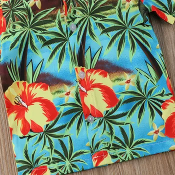 Pudcoco 2018 Havaju Stila Mazulis Zēnu Krekli Karstā Vasaras Bērniem, Baby Boy Kokosriekstu koku Ziedu Drukāt Beachwear Krekls Gadījuma Zēnu Tops