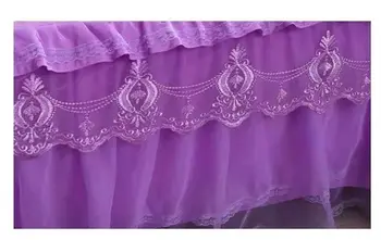 1 Gab Mežģīnes Gultas Svārki +2gab Spilvendrānas Gultas piederumi Komplekts Princess Mežģīnes Gultas Pārklāji Aprīkots palagu Meitenēm Karalis, Karaliene Izmēra