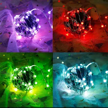 Jaunu Pasaku Vainags RGB, 16 Krāsas Maiņa Led String Light 5m Akumulatoru, Tālvadības pults Ziemassvētku Āra Dekori Kāzu Puse Lampas