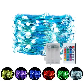 Jaunu Pasaku Vainags RGB, 16 Krāsas Maiņa Led String Light 5m Akumulatoru, Tālvadības pults Ziemassvētku Āra Dekori Kāzu Puse Lampas