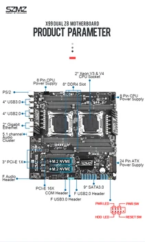 SZMZ X99 Dual CPU Ligzda LGA 2011-3 Mātesplati, kas Ar 1Pc E5 2620V3 CPU