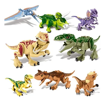 JAUNU 8PCS Jurassic Pasaules Dinozauru Parks Filmu Skaitļi Celtniecības Bloku Komplekts T-Rex Velociraptor Triceratop Echo Rīcības Minifigure Rotaļlietas