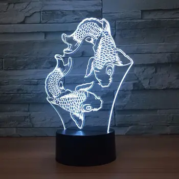 Peldēšana zivju 3D Lavas Lampu Radošā 7 Krāsu Maiņa 3D LED Nakts Gaisma RGB Noskaņojumu Kāzu Dekori Dāvanu Guļamistaba Galda Lampa