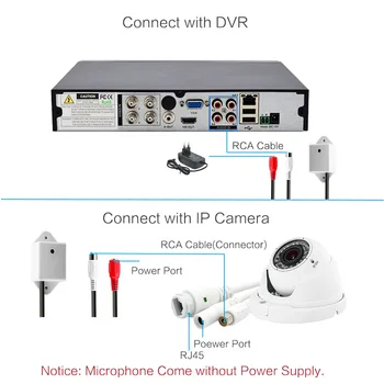 WANLIN Mini Ūdensizturīgs CCTV Mikrofons Drošības Uzraudzības Audio Skaņu Uzņemt AHD DVR IP Kameras