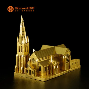 Microworld 3D DIY Metāla Puzzle Kraistčērčas Katedrāle ēku modeļiem Izglītības Puzzle lāzera griešana, Dāvanas, Rotaļlietas Bērniem