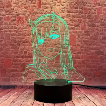 Darling Ar Franxx 3D Ilūziju, LED Galda Nightlight Krāsains Mainās Miega Lampas Nulles Divas Anime rīcības & rotaļlietu skaitļi