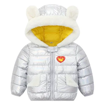 2020. gada rudens un ziemas jauno sabiezējumu bērnu leju kokvilnas polsterētām drēbes, bērnu zēnu un meiteņu spīdošs sejas jakas Kapuci Mētelis