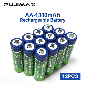PUJIMAX Uzlādējamās baterijas AA Baterijas 1,2 V 1300mAh 12PCS iepriekš uzlādēts uzlādētu ni mh akumulatori kameras mikrofons
