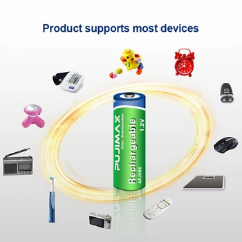 PUJIMAX Uzlādējamās baterijas AA Baterijas 1,2 V 1300mAh 12PCS iepriekš uzlādēts uzlādētu ni mh akumulatori kameras mikrofons