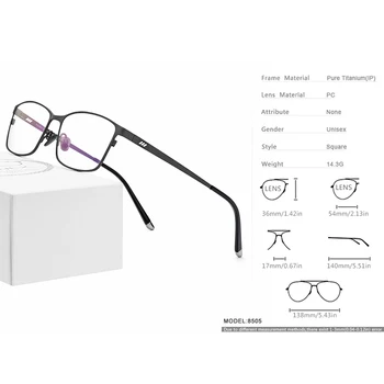 FONEX Tīra Titāna Briļļu Rāmis Vīriešu Kvadrātveida Briļļu Vīriešu Klasiskās Pilnu Optisko Recepšu Brilles Rāmji Gafas Oculos 8505